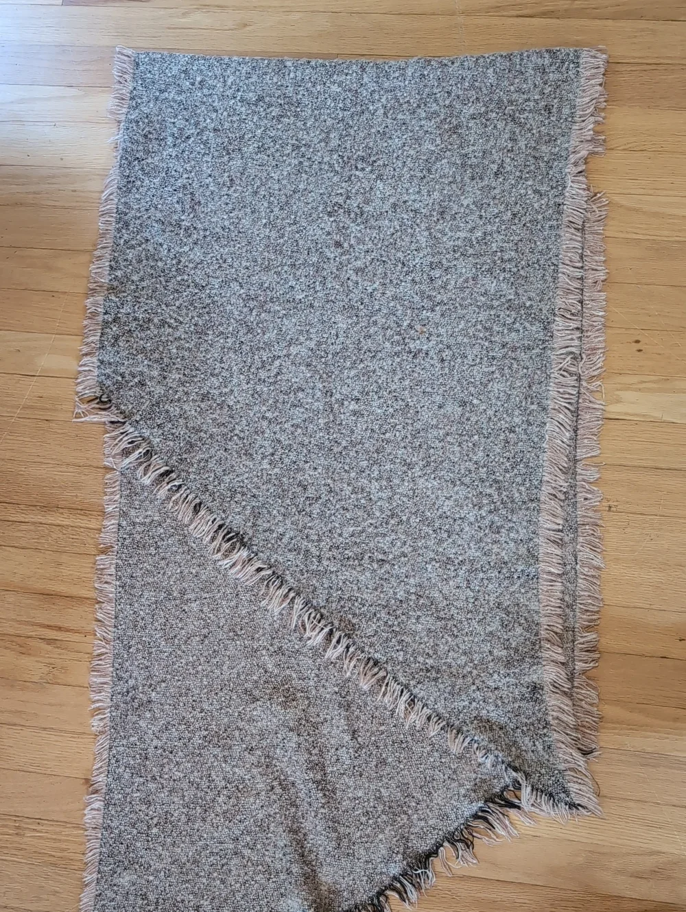 Soft Heathered Gray/Pink Fringe Wrap, Chunky Scarf